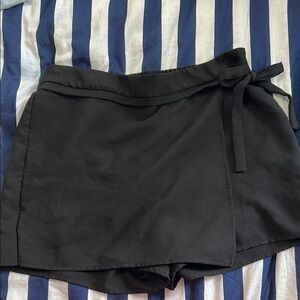 Women's Black Tie-Waist Shorts